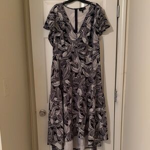 Lane Bryant Black and White Leaf High Low Dress